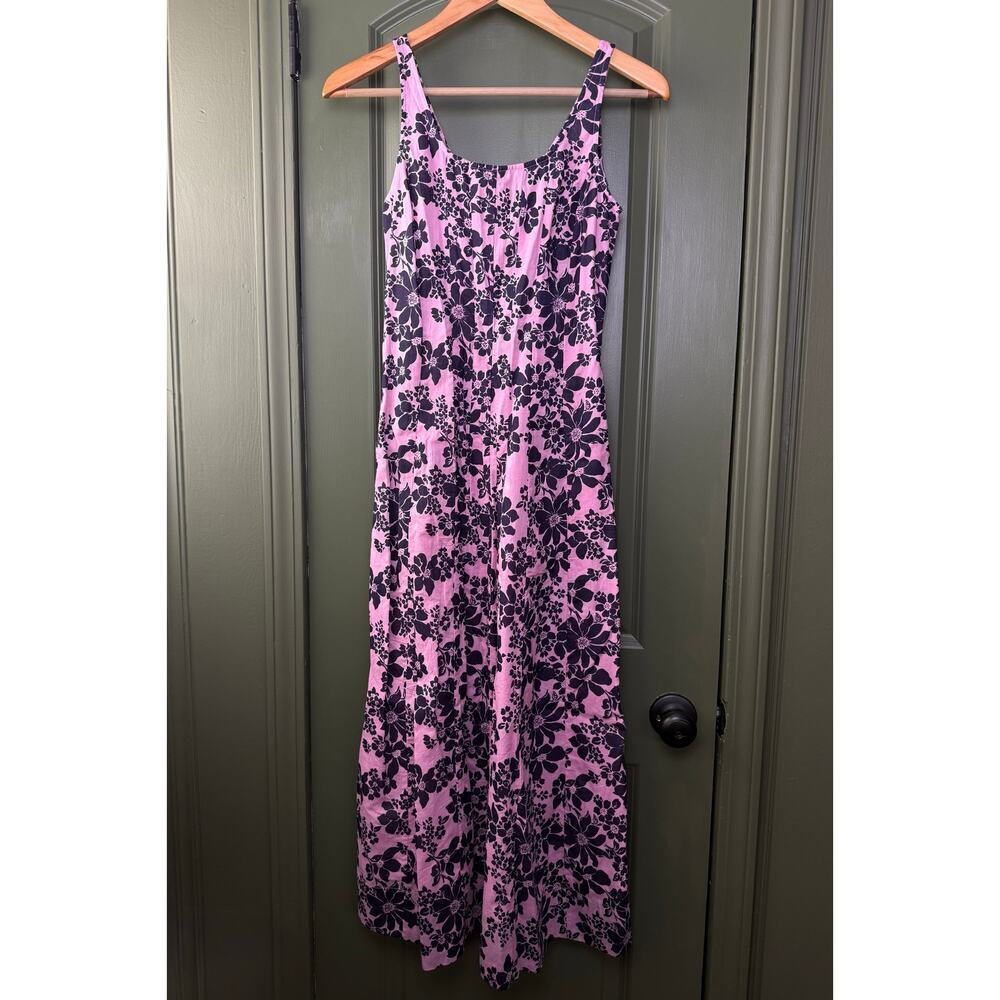 NWT Ro's Garden Camille Cotton Floral A-Line Midi Dress Pink Catania Purple XS